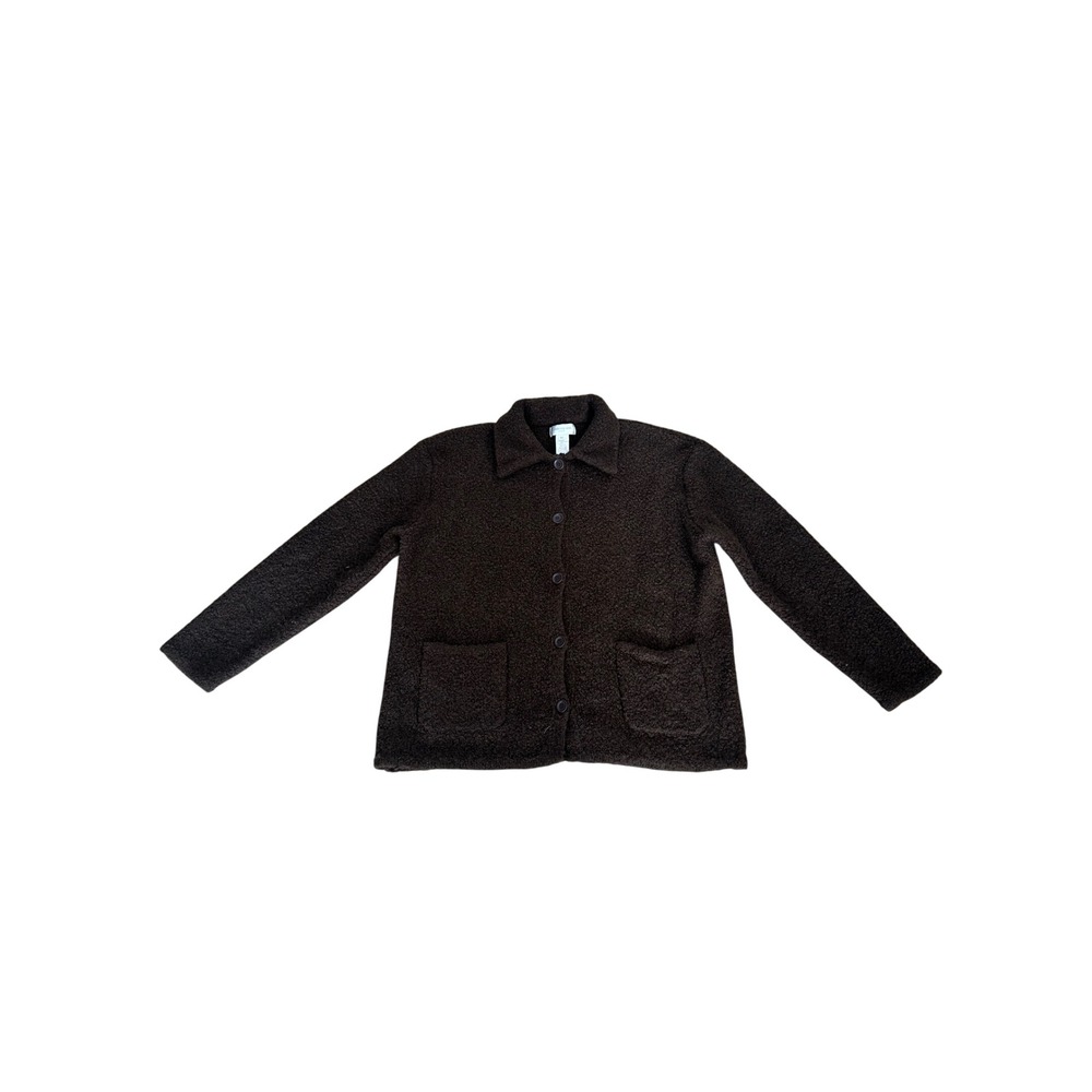Jones New York Sport Women XL Brown Textured Cardigan Sweater Button Pockets‎